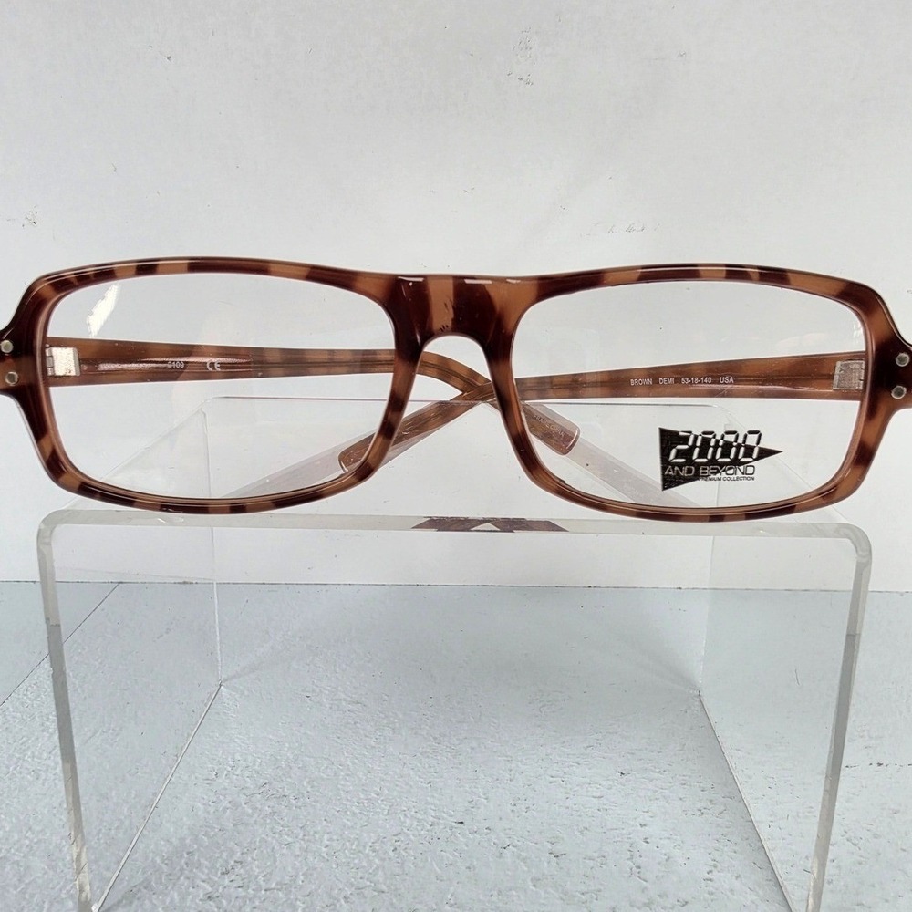 2000 And Beyond 2109 Brown Demi Tortoise Rectangular Eyeglass Frames 53-18-140
